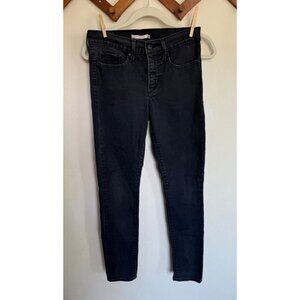 Levi's 311 Jeans Womens W27 L30 Black Denim Pockets Stretch Shaping Skinny Goth